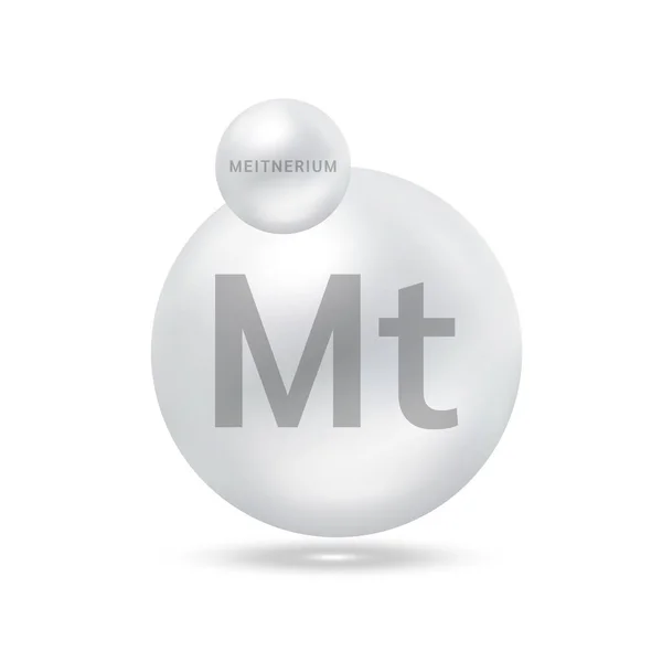 Meitnerium Molecuul Modelleert Zilver Ecologie Biochemie Concept Geïsoleerde Bollen Witte — Stockvector