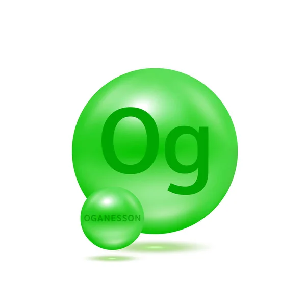 Molécula Oganesson Modelos Verdes Conceito Ecologia Bioquímica Esferas Isoladas Sobre — Vetor de Stock