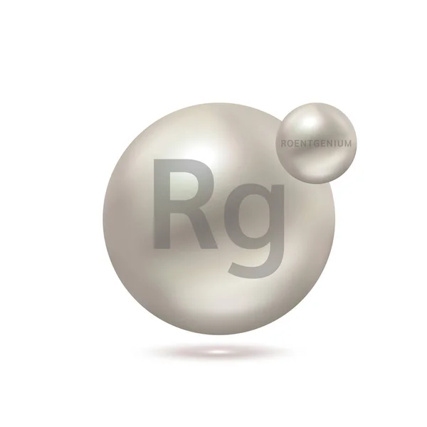 Roentgenium分子模型银 生态学和生物化学概念 白色背景上的孤立球体 3D矢量图解 — 图库矢量图片