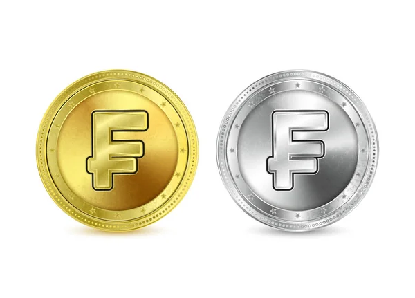 Schweizer Franken Währung Goldmünze Ikone Der Währung Gold Und Silbermünze — Stockvektor