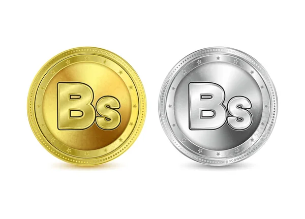 Venezuela Boliver Währung Goldmünze Ikone Der Währung Gold Und Silbermünze — Stockvektor