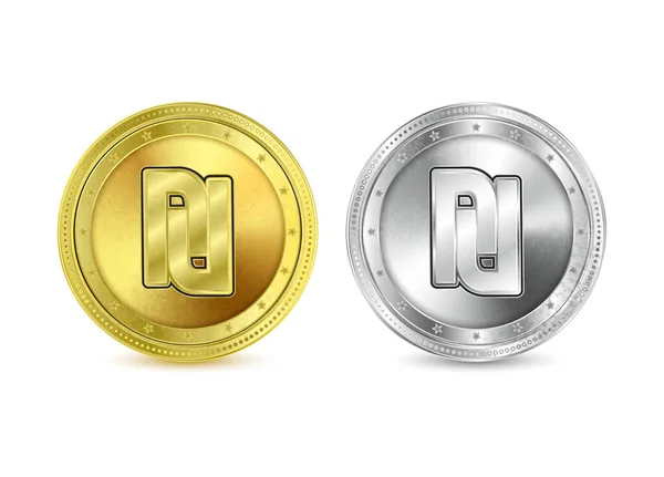 Shekel Νόμισμα Χρυσό Νόμισμα Εικονίδιο Του Χρυσού Νομίσματος Και Ασημένια — Διανυσματικό Αρχείο