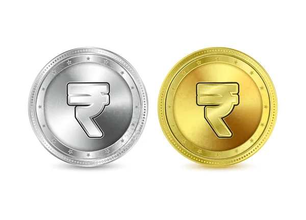 Rupie Währung Goldmünze Ikone Der Währung Gold Und Silbermünze Auf — Stockvektor