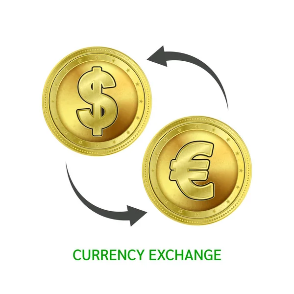Change Devises Dollar Euro Opérations Bancaires Internationales Transfert Argent Bourse — Image vectorielle