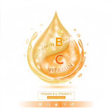 Turuncu C vitamini ve B vitamini solüsyon serumunu bırak. Doğal özütler. Beyaz arka planda izole edilmiş. Etkin bileşen, cilt nemlendiricisini yakından büyütür. Reklam tasarımı güzellik tedavisi beslenme derisi. Gerçekçi 3B vektör.