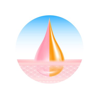 Cilt bakımı ve vitamin kollajen damlası deri hücrelerine emilir. Etkin bileşen, cilt nemlendiricisini yakından büyütür. Etiket beyaz arkaplanda izole edildi. Reklam tasarımı güzellik tedavisidir. Gerçekçi 3B vektör.