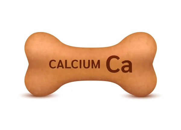 为猫和狗提供的骨型干粮矿物质钙饮食补充骨性关节炎 在一个白色的背景矢量3D 可以用广告宣传宠物食品 — 图库矢量图片