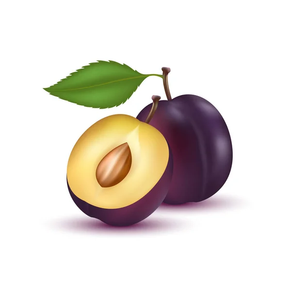 Persimmon Mit Pfirsichscheiben Und Blättern Vitamine Gesundes Obst Auf Weißem — Stockvektor