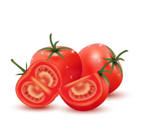 Tomat Dengan Irisan Persik Vitamin Buah Makanan Sehat Pada Latar - Stok Vektor