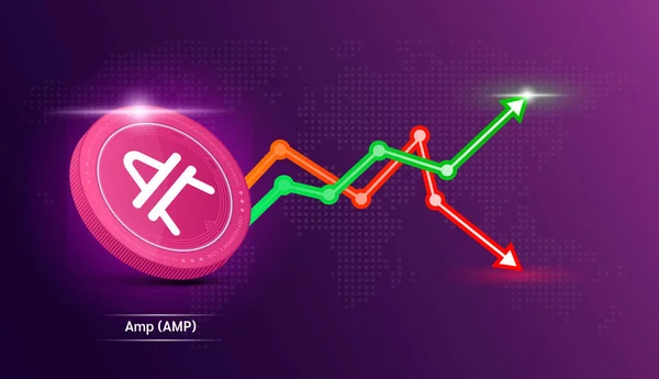 Amp Moneda Rosa Cryptocurrency Símbolo Simbólico Con Gráfico Comercio Inversión — Vector de stock