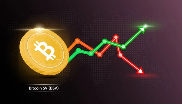 Bitcoin Pièce Jaune Symbole Jeton Crypto Monnaie Avec Graphique Trading — Image vectorielle
