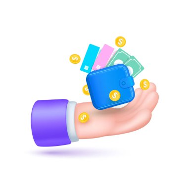 Para değişimi dijital cüzdan uygulaması internet bankacılığı beyaz arka planda izole edildi. Kredi kartıyla çevrimiçi ödeme güvencesi. Çevrimiçi para transferi konsepti. Simge 3D Vektör EPS10.