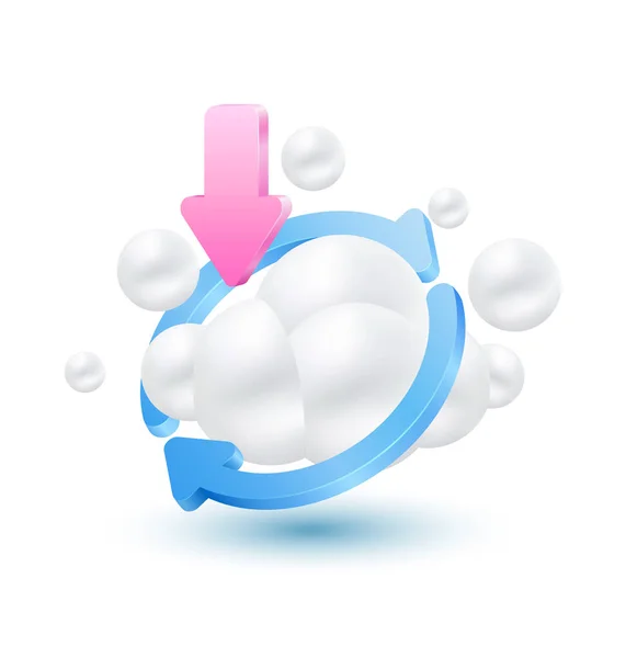 下载云存储上传 具有数据传输的数字技术文件组织服务或应用程序 在白色背景上孤立的图标云3D 矢量Sps10说明 — 图库矢量图片