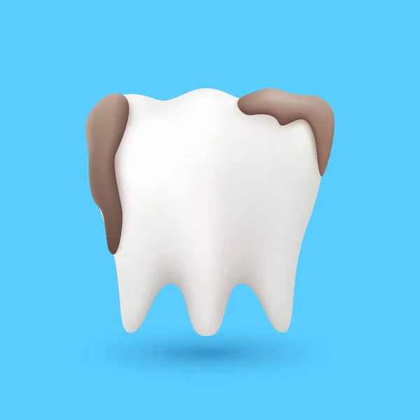 Значок Зуба Коричневый Темными Пятнами Оформления Детской Стоматологической Клиники Концепция — стоковый вектор