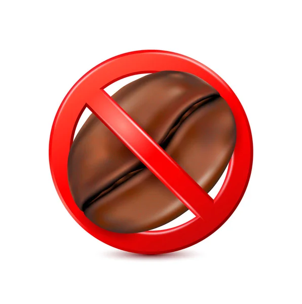 红豆里面的咖啡豆被禁标志 无咖啡因 禁止标志3D在白色背景上隔离 禁止符号模板图标向量Eps10说明 — 图库矢量图片