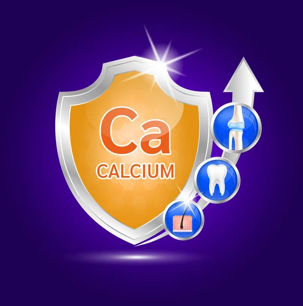 Etikett Aluminium Calcium Gesunde Knochen Zähne Und Haare Lebensmittel Vitamine — Stockvektor