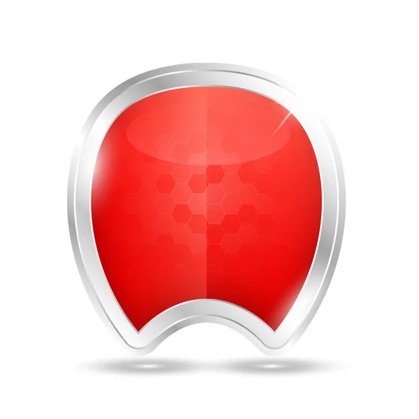Cadre Protection Aluminium Brillant Argent Avec Verre Brillant Rouge Brillant — Image vectorielle