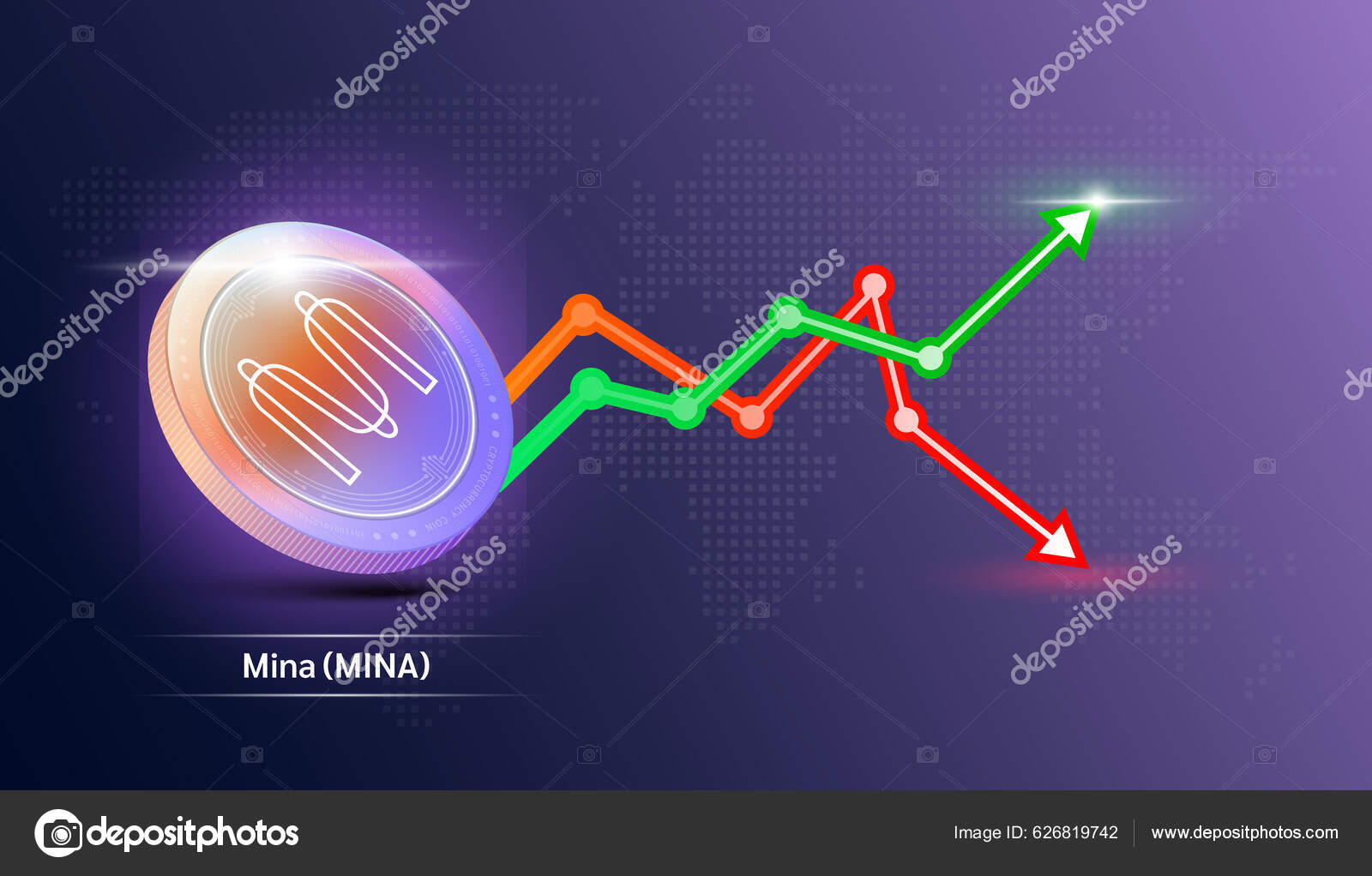 Mina Coin Purple Cryptocurrency Token Symbol Stock Market Investment  Trading Stock Vector by ©1991kookart@gmail.com 626819742