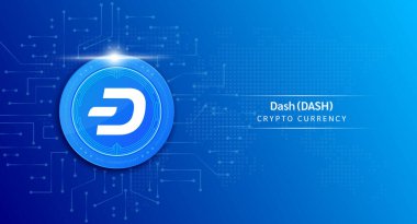 Dash bozuk para kripto para sembolü. Borsa yatırım ticareti yapan kripto para birimi. Koyu arkaplanda madeni para simgesi. Ekonomik trendler finans kavramı. 3B Vektör illüstrasyonu.