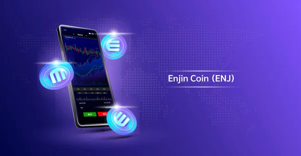 Enjin Coin Och Phone App För Handel Krypto Valuta Pekskärmen — Stock vektor
