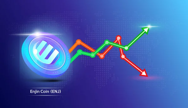 Enjin Coin Lila Cryptocurrency Token Symbol Med Aktiemarknaden Investeringar Handel — Stock vektor