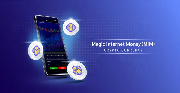Magiska Internet Pengar Och Telefon App För Handel Krypto Valuta — Stock vektor