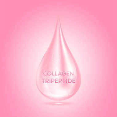 Kolajen tripeptit pembe serum. Moleküller kimyasal formül. Güzellik tedavisiyle beslenme derisi tasarımı. Tıbbi ve bilimsel kavramlar. 3B Vektör EPS10.