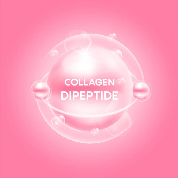 Κολλαγόνο Διπεπτίδιο Ροζ Και Φούσκα Οξυγόνο Ορό Χημικός Τύπος Ομορφιά — Διανυσματικό Αρχείο