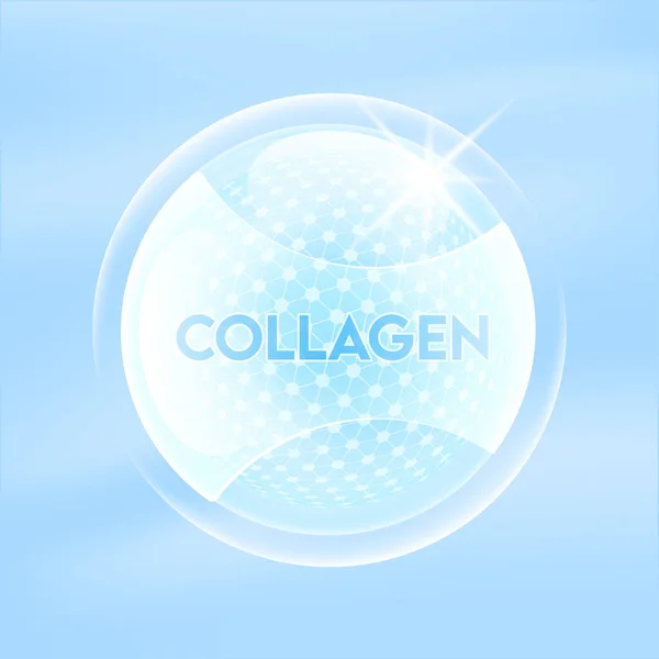 Sérum Cutané Collagène Complexe Solution Vitaminique Molécule Intérieur Bulle Liquide — Image vectorielle
