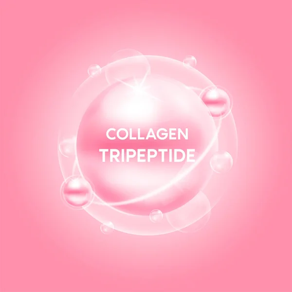 Collagene Tripeptide Rosa Bolla Ossigeno Siero Formula Chimica Trattamento Bellezza — Vettoriale Stock