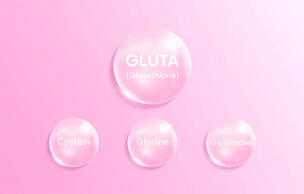 Glutathione Και Cystein Glycine Glutamate Διάλυμα Σχήμα Ροζ Σταγονόμετρο Σύμπλεγμα — Διανυσματικό Αρχείο
