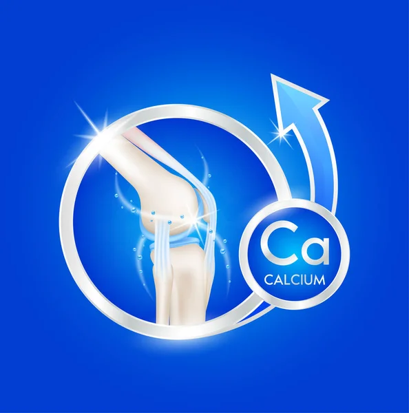 Etiqueta Juntas Aluminio Saludable Calcio Con Flecha Azul Anatomía Ósea — Vector de stock