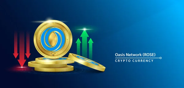 Σύμβολο Κρυπτογραφικού Banner Δικτύου Oasis Μελλοντικό Νόμισμα Στο Χρηματιστήριο Blockchain — Διανυσματικό Αρχείο