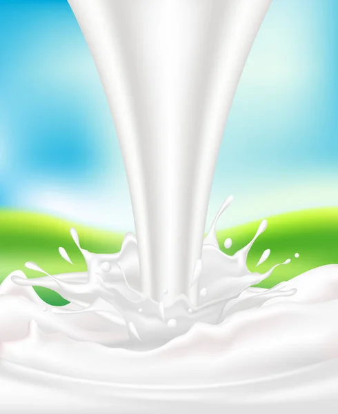 Mjölkstänk Med Vitaminer Och Mineraler Viktiga Näringsämnen Mjölk Dricksmjölk Bra — Stock vektor