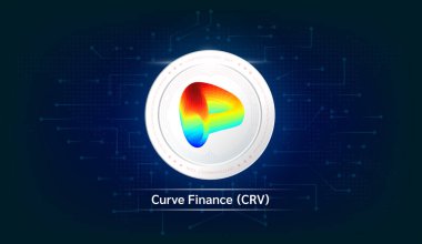 Curve Finance coin cryptocurrency token symbol. Crypto currency with stock market investment trading. Coin icon on dark background. Economic trends finance concept. 3D Vector illustration.