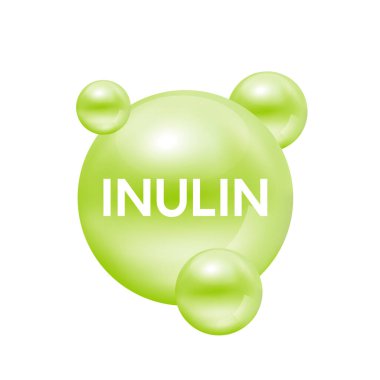 Inulin, Vitamins fiber green isolated on white background. Essential amino acids for body health. Products design supplement food. 3D Vector EPS10.