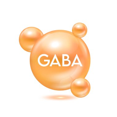 GABA acts as a neurotransmitter that helps send messages between the brain and nervous system. Molecule model orange isolated on white background. Medical scientific concept. 3D Vector EPS10.