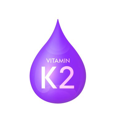Drip vitamin K2 purple icon 3D isolated on a white background. Drop minerals and vitamins complex realistic. Used for nutrition products food. Medical scientific concepts. Vector EPS10 illustration.