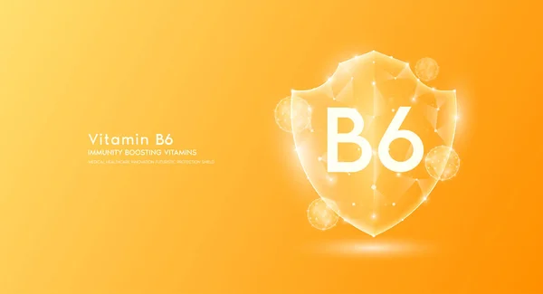 Vitamin Shield Polygonal Translucent Orange Immunity Boosting Vitamins Medical Innovation — Vetor de Stock