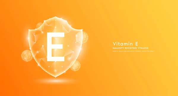 Вітамін Щит Багатокутний Напівпрозорий Апельсин Імунітет Підвищує Вітаміни Медичні Інновації — стоковий вектор