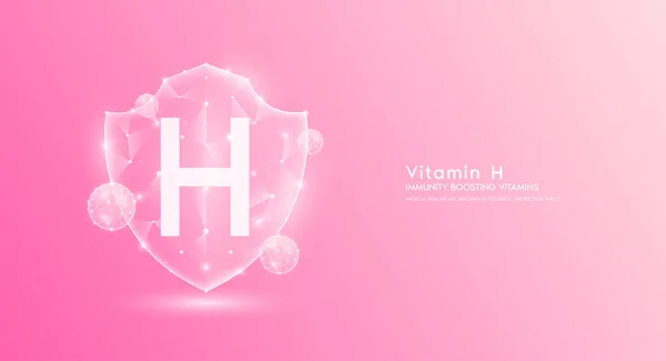 Vitamin Shield Polygonal Translucent Pink Immunity Boosting Vitamins Medical Innovation — Vetor de Stock