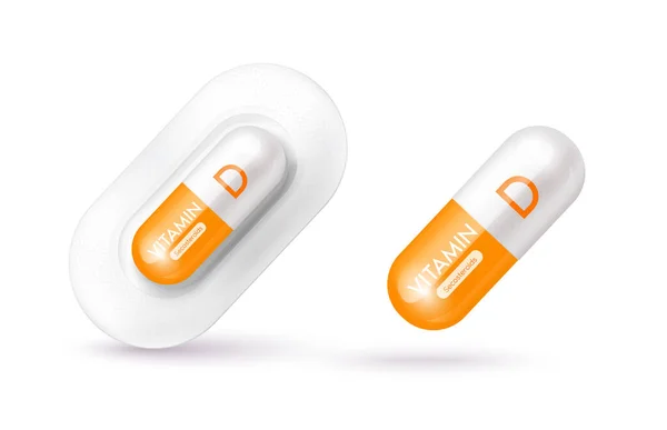 Orange Vitamin Medizin Kapsel Nahrungsergänzungsmittel Gesundheit Neutralisieren Freie Radikale Mit — Stockvektor