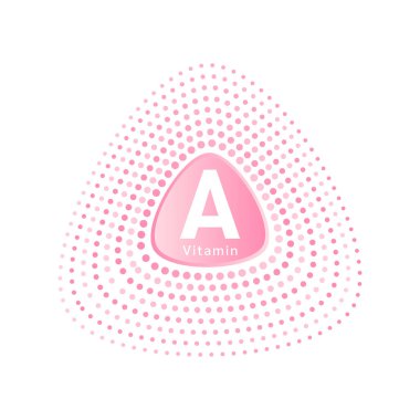 A vitamini simgesi, beyaz izole arkaplanda düz bir şekil. Cilt bakımı ve sağlık hizmetleri konsepti. Vektör illüstrasyonu.
