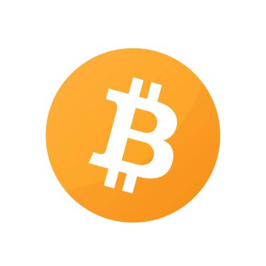 Beyaz arkaplanda izole edilmiş Bitcoin simgeleri. Şifreli para, blok zinciri teknolojisinde yaratıldı. Vektör illüstrasyonu.