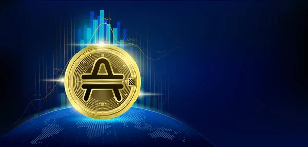 Amp Moeda Ouro Token Futuro Criptomoeda Mercado Ações Blockchain Criptomoedas —  Vetores de Stock