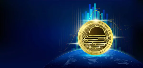 Moonbeam Moeda Ouro Token Futuro Criptomoeda Mercado Ações Blockchain Criptomoedas — Vetor de Stock