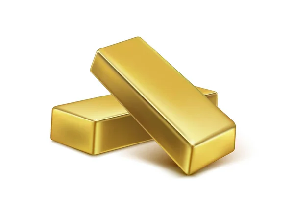 Zwei Goldbarren Isoliert Auf Weißem Hintergrund Finance Banking Und Geschäftskonzept — Stockvektor