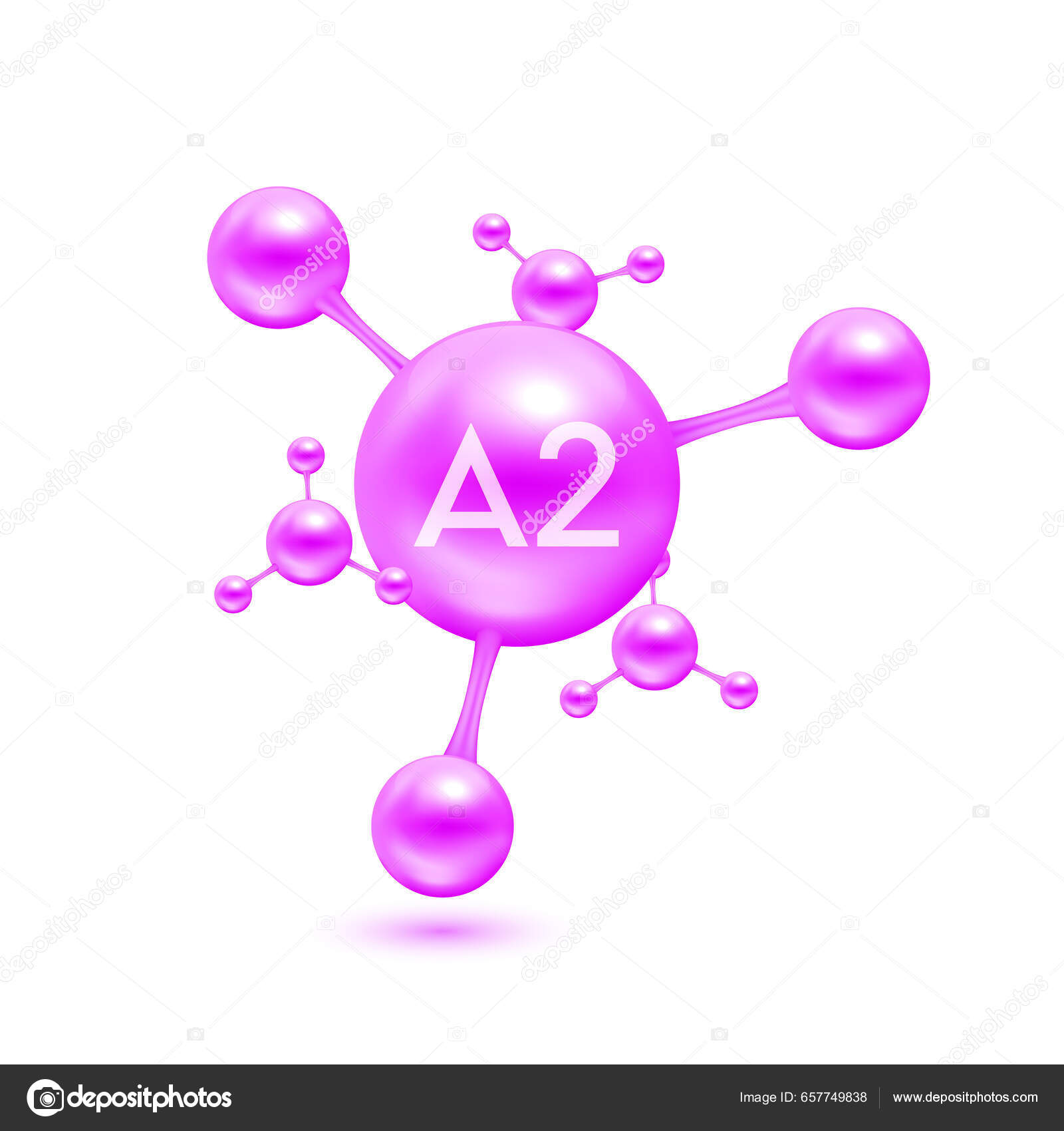 Vitamin Form Atoms Molecules Purple Glossy Icon Isolated White