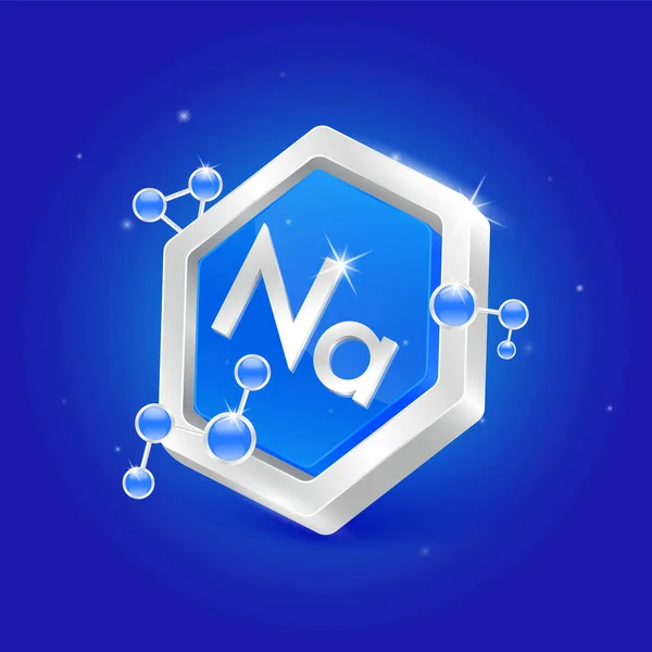 Sodium Minerals Pentagon Blue Shape Chemical Atom Molecule Orbit Logo — Vector de stock