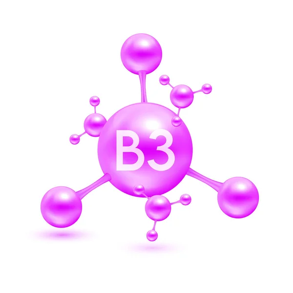Vitamin Form Von Atommolekülen Violett Glänzend Icon Isoliert Auf Weißem — Stockvektor